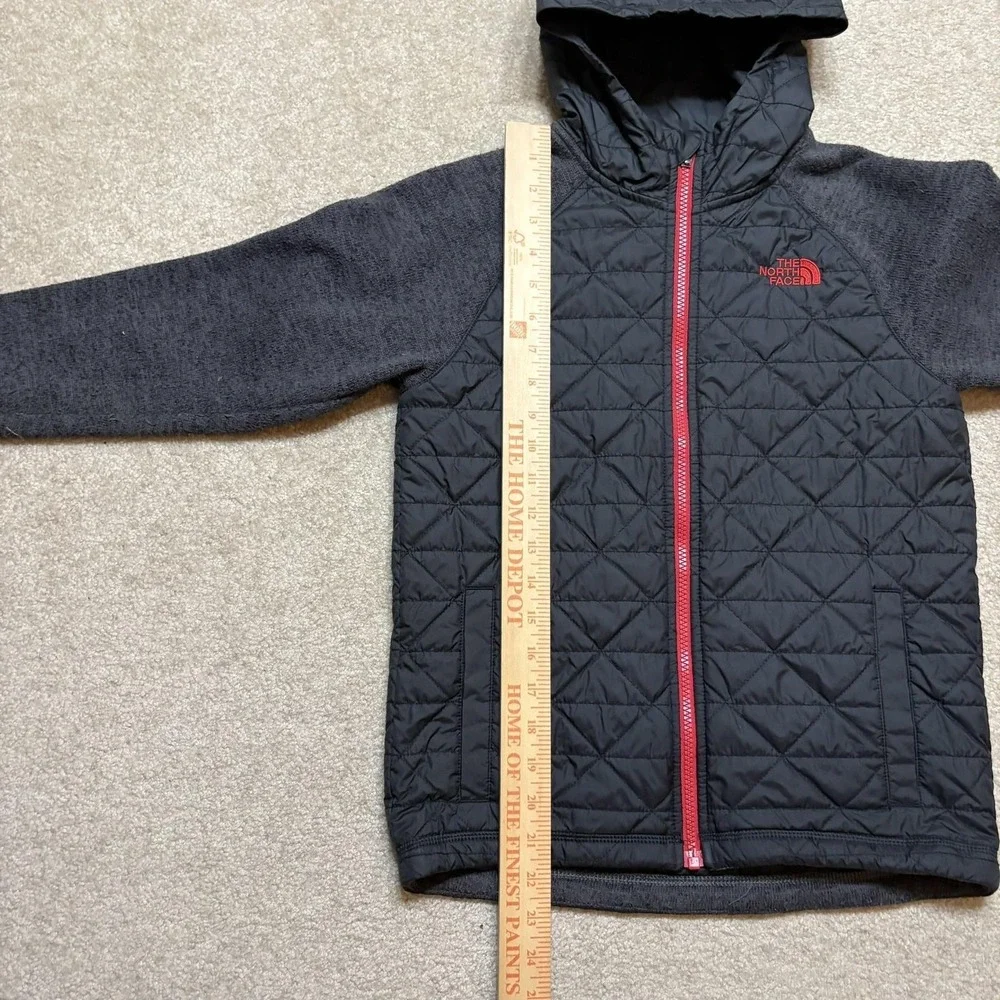 The North Face Jacket Boys Medium 10/12 Black Quilted Fleece Hooded Zip‎ Outdoor